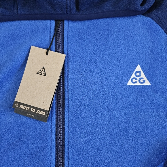 Nike ACG Wolf Tree Full Zip Fleece Hoodie Blue HJ2460-480 Men's Size Large - Picture 2 of 11